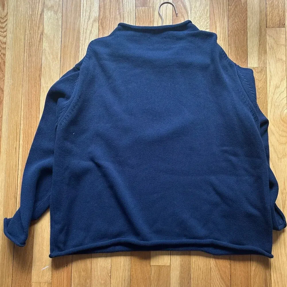 Tuckernuck XL Oversized Navy Sweater Flag Vintage 90's Rolled Collar Cotton - Picture 4 of 4